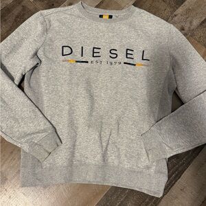 Diesel Gray Logo Crewneck Sweatshirt XS | Since 1979 Embroidered Pullover‎ Cozy